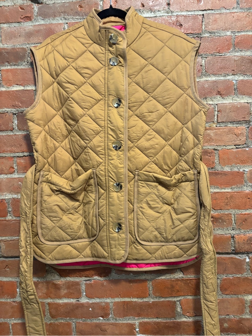 Quilted Belted Vest in Camel - Picture 2 of 7